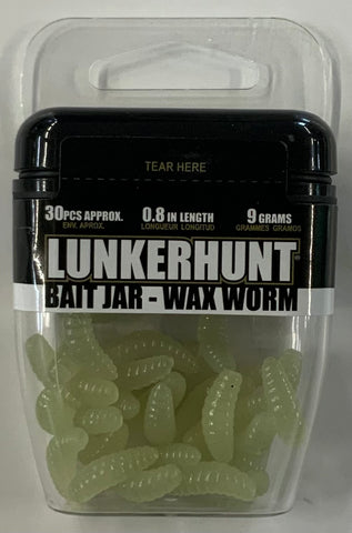 Lunkerhunt Bait Jar Wax Worm - Glow